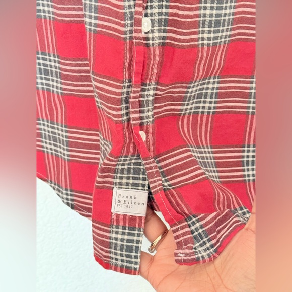 Frank & Eileen Plaid Barry Cotton Button-Up Shirt Red Womens-Medium - Picture 6 of 9